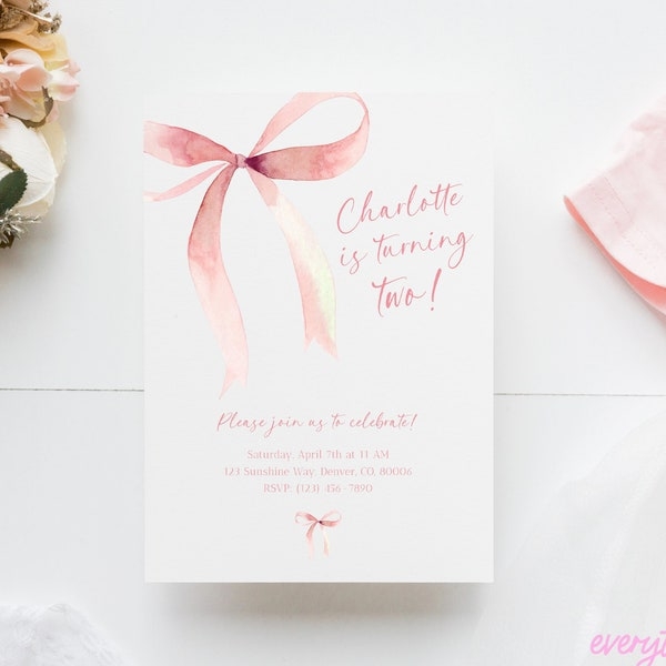 Coquette Birthday Invitation Template Etsy