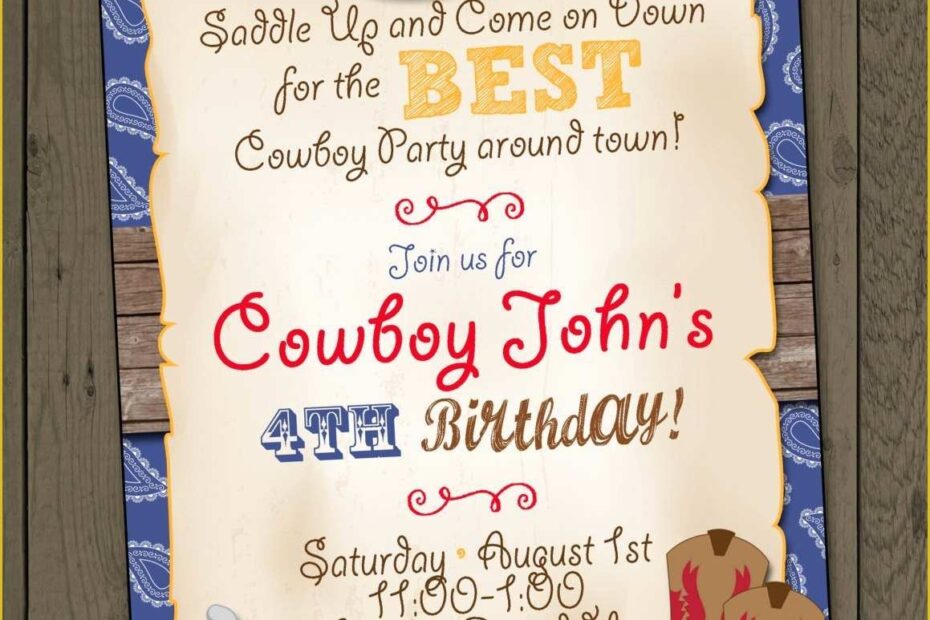 Cowboy Invitations Template Free Of Cowboy Birthday Party Invitation