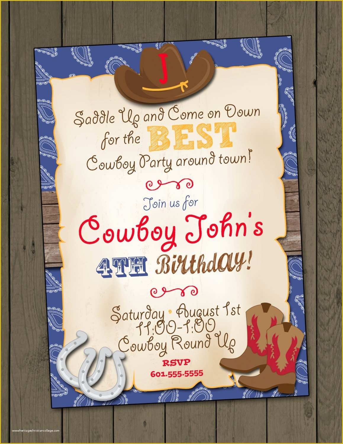 Cowboy Invitations Template Free Of Cowboy Birthday Party Invitation 