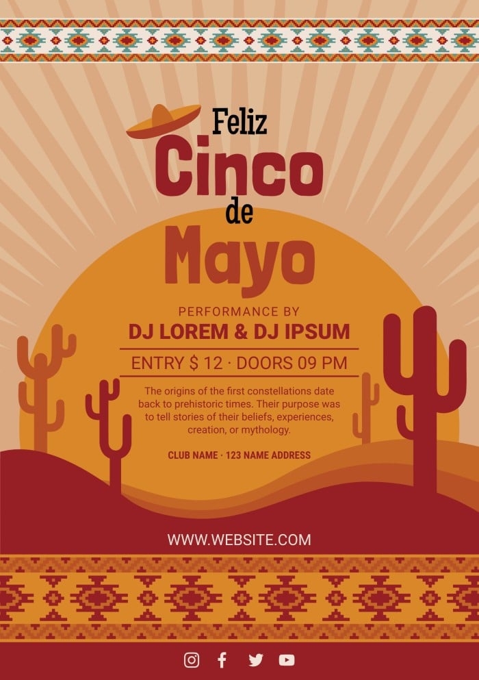 Customize And Get This Flat Pattern Cinco De Mayo Invitation Template