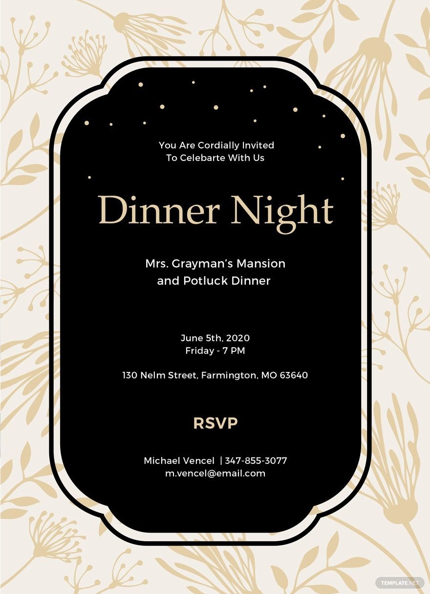 Dinner Invitation Template In Publisher Word Illustrator Pages PSD 