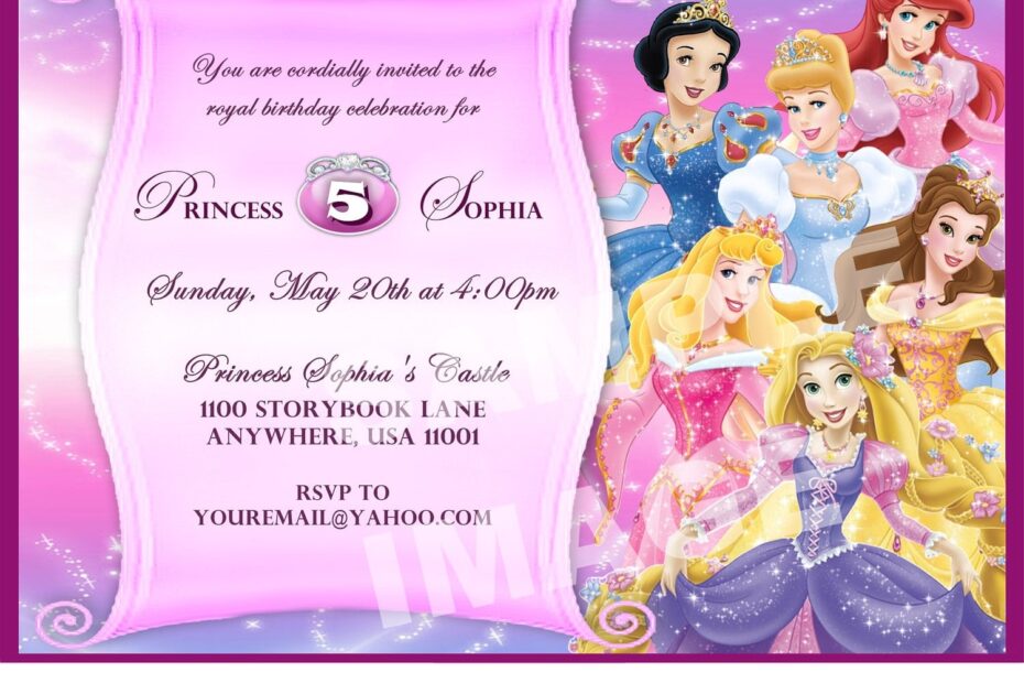 Disney Princess Invitation Card For Birthday Template Free