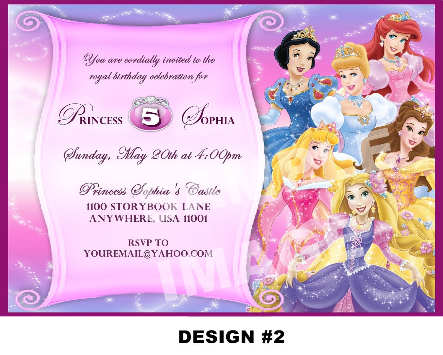 Disney Princess Invitation Card For Birthday Template Free