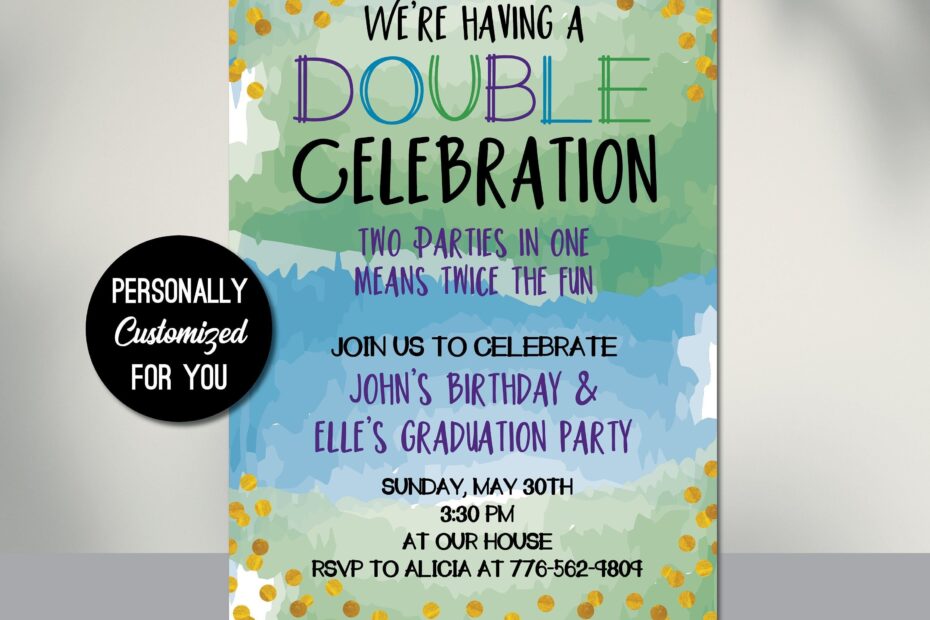 Double Celebration Invitation For Birthday Party Dual Party Invitation