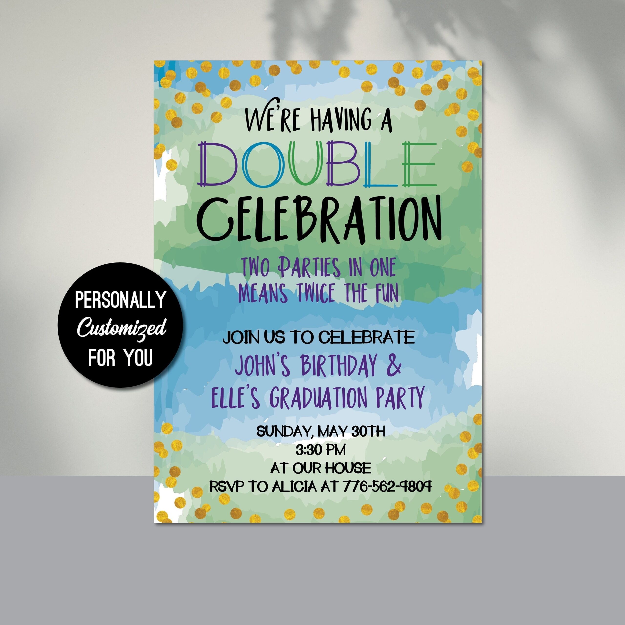 Double Celebration Invitation For Birthday Party Dual Party Invitation 