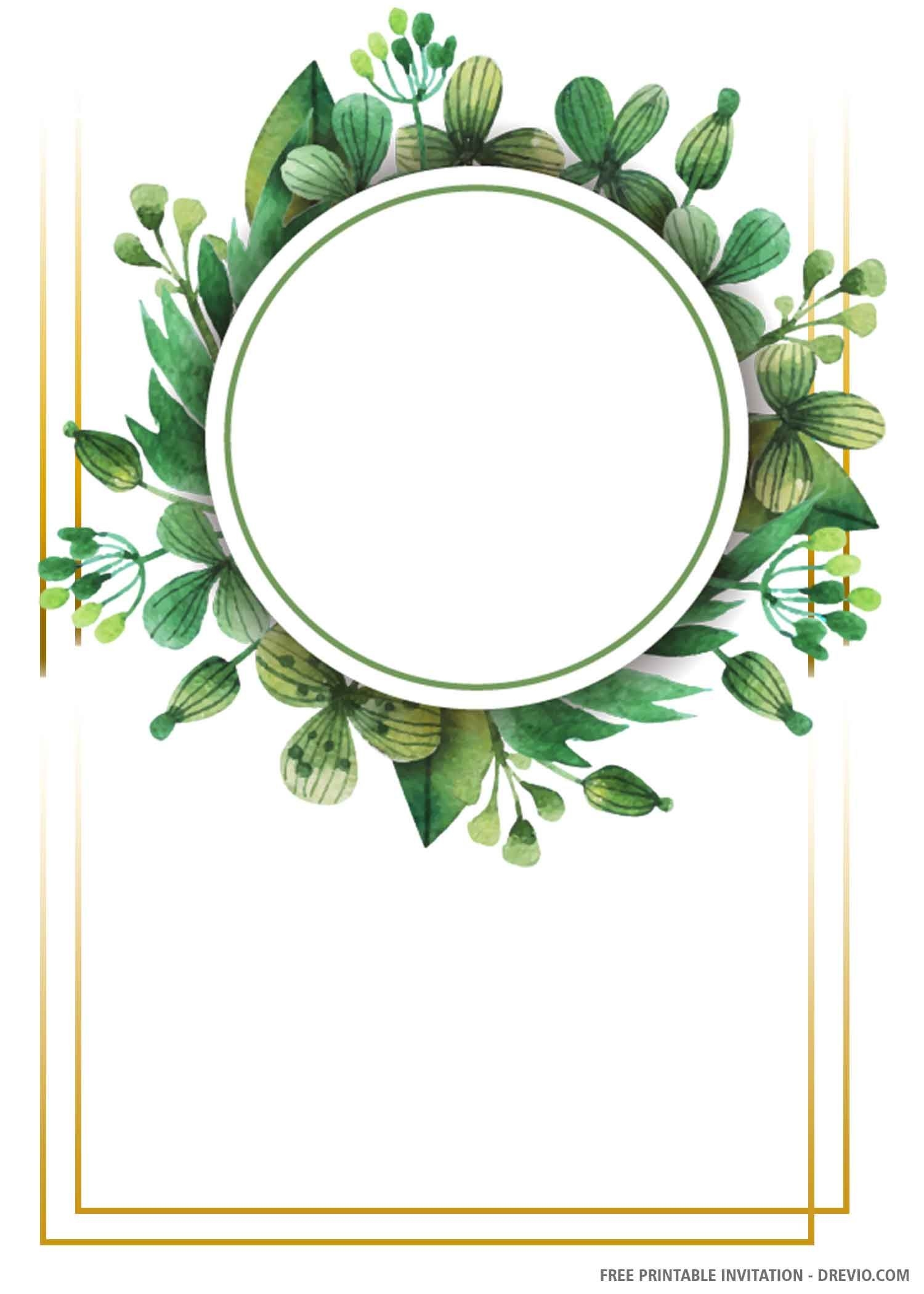 Download Now FREE PRINTABLE Round Greenery Wedding Invitation 