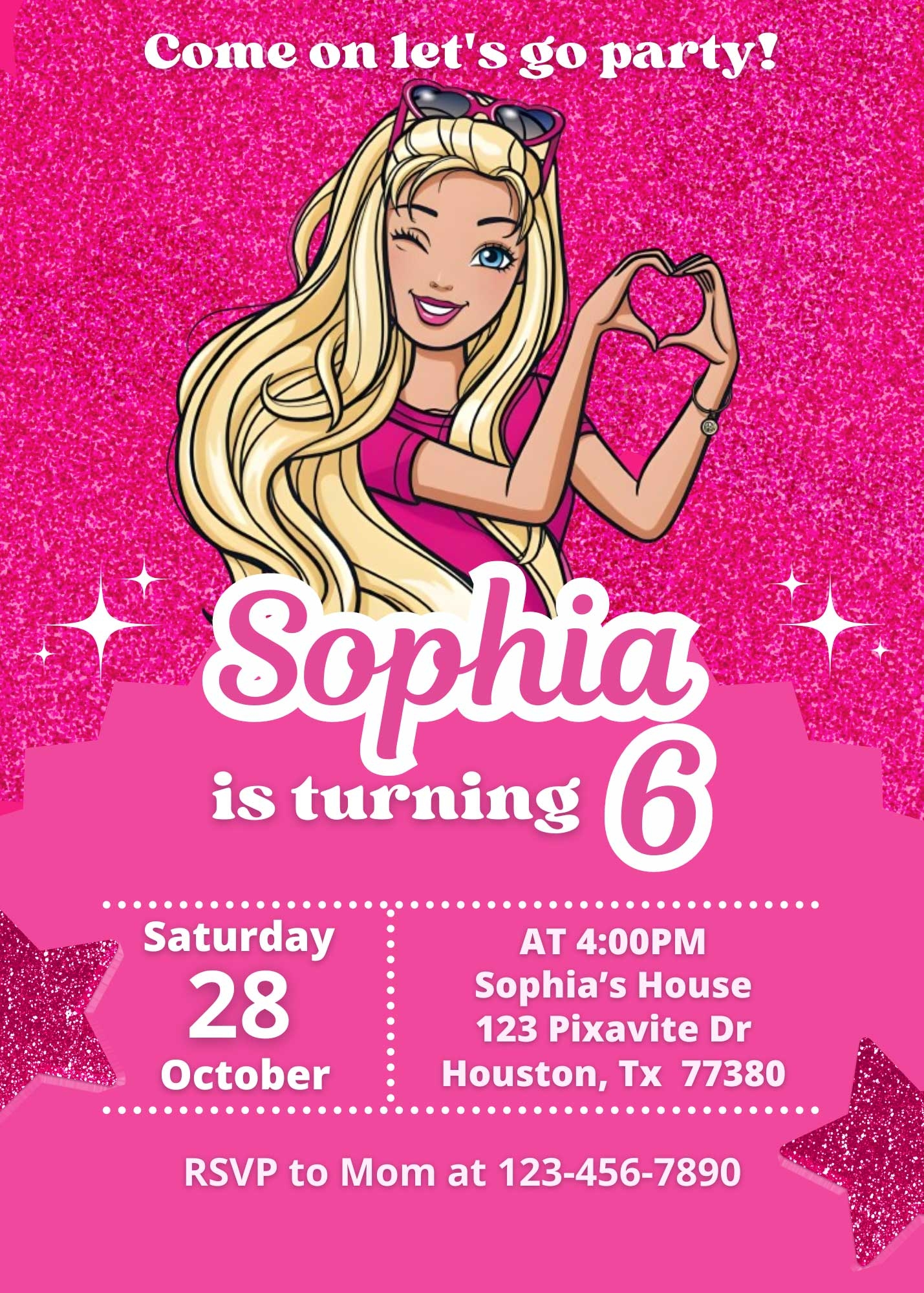 Editable Barbie Birthday Invitation Template Sweet Invite