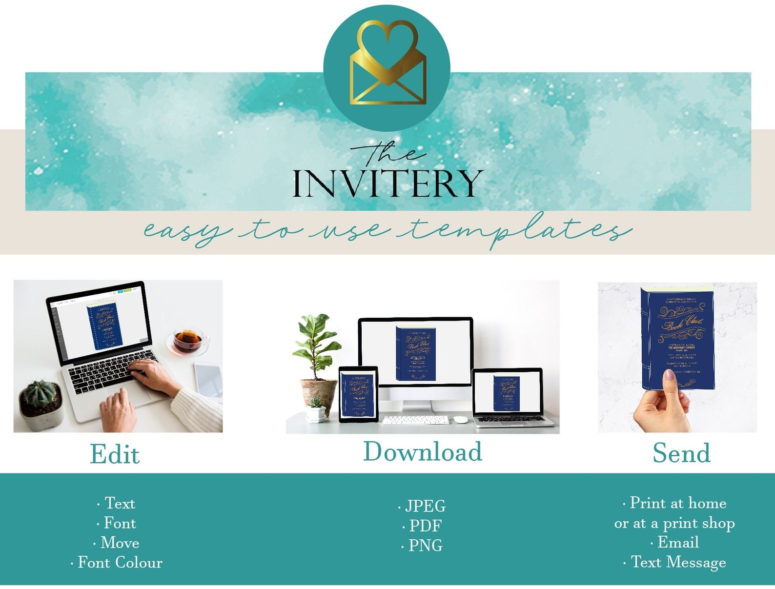 Editable BOOK CLUB Invitation Template Vintage Library Card Etsy