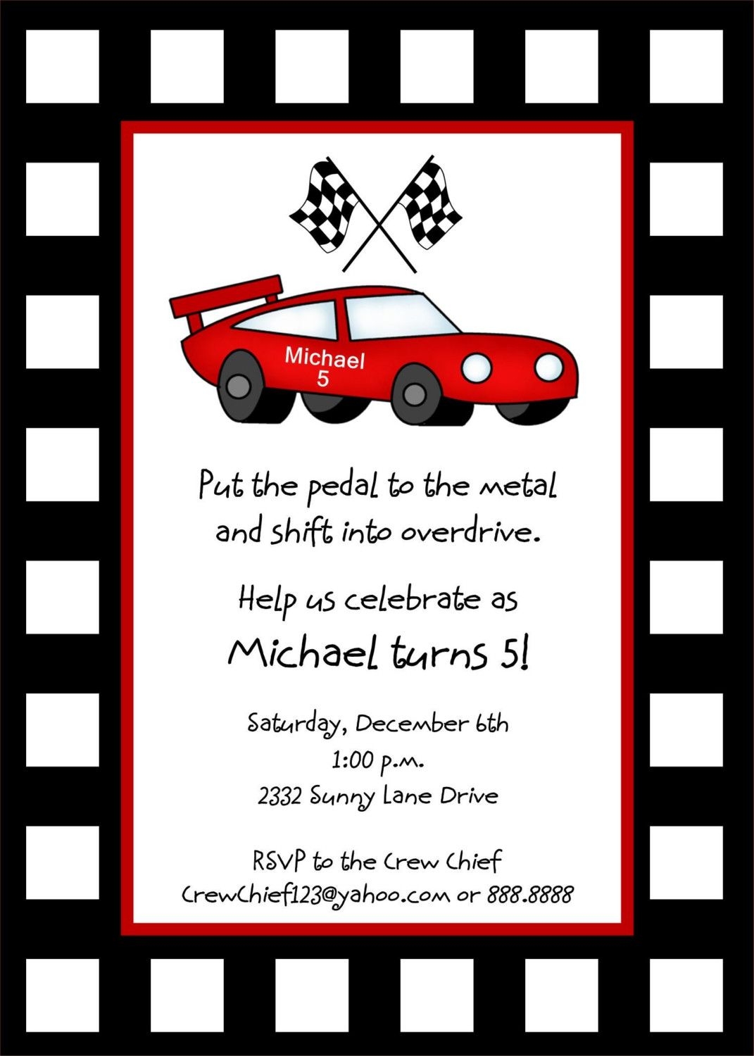 Editable Cars Invitation Template