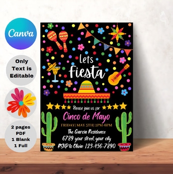 Editable Cinco De Mayo Party Invitation Cinco De Mayo Invitation Template