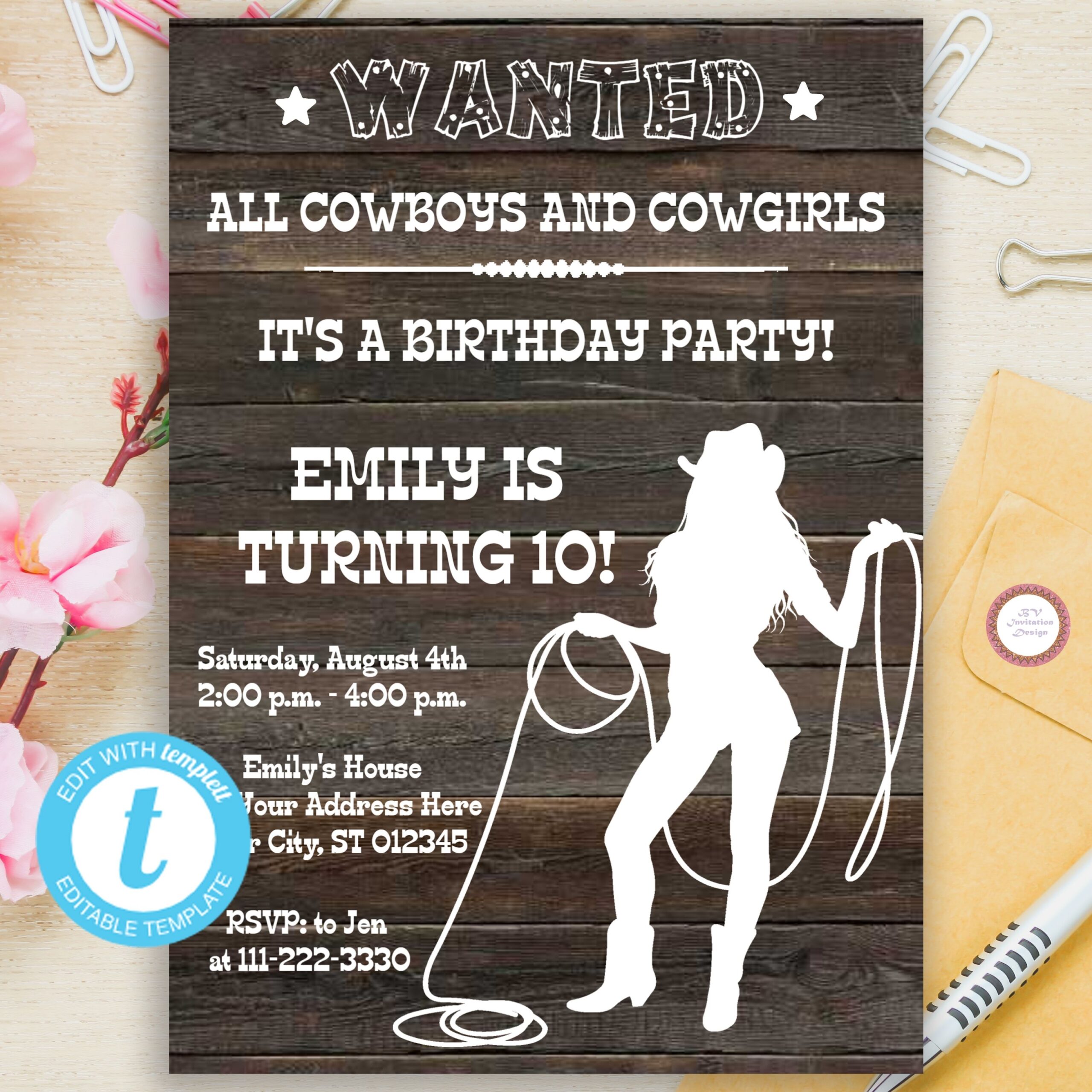 Editable Country Western Girl Birthday Party Invitation Is Perfect Way 