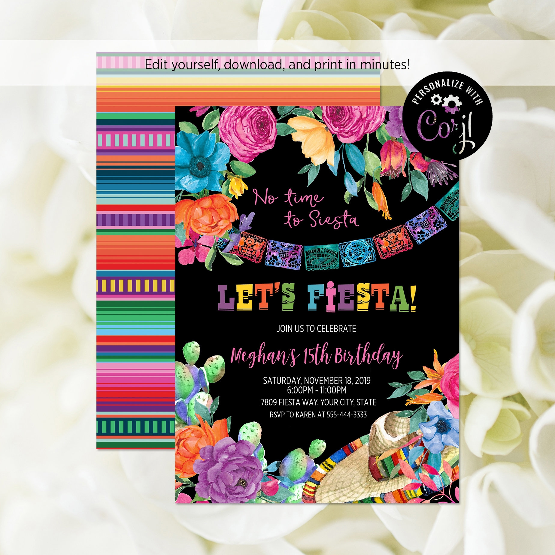 Editable Fiesta Invitation Fiesta Birthday Invitation Fiesta Template 