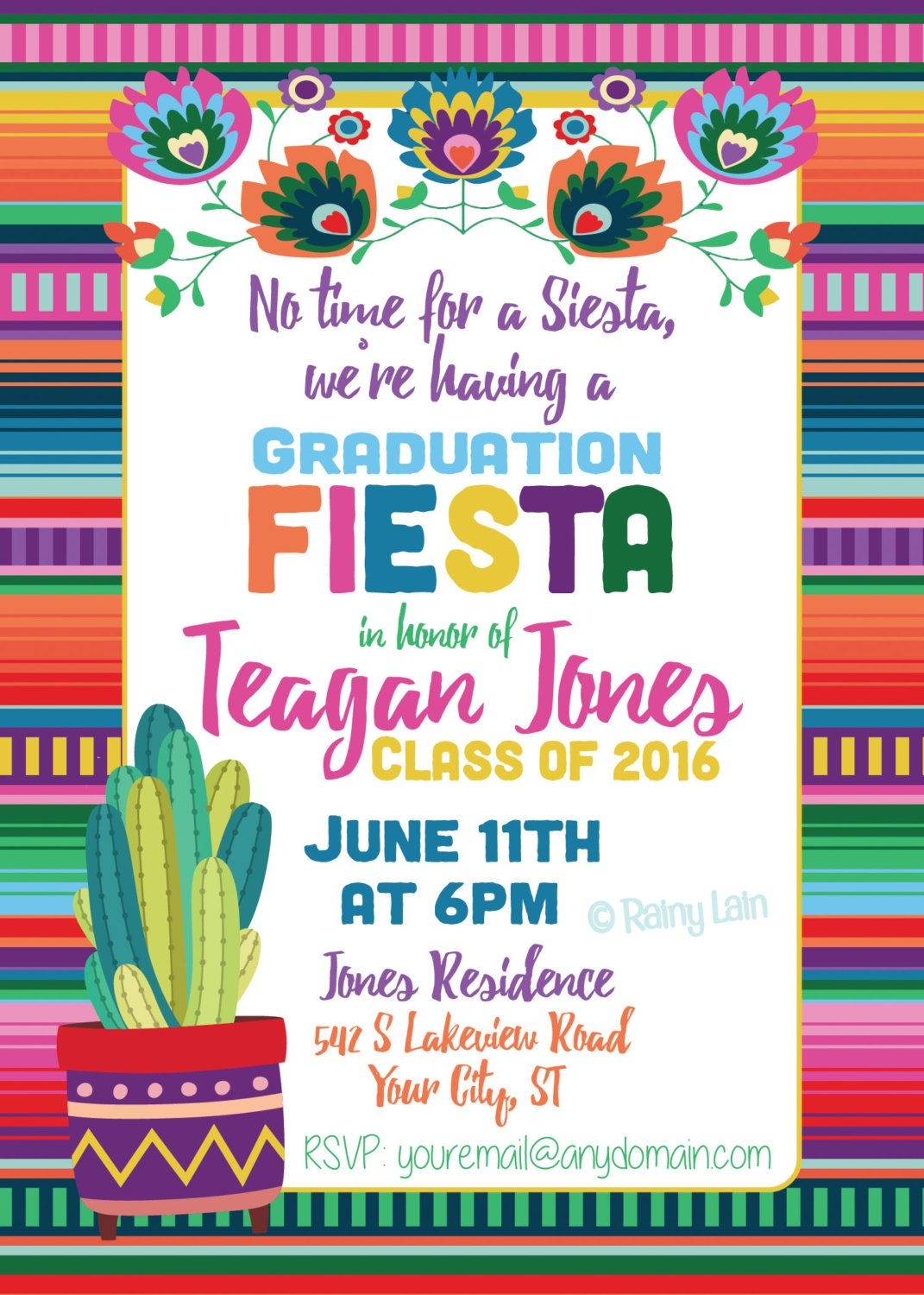 Editable Fiesta Invitation Fiesta Birthday Invitation Fiesta Template 