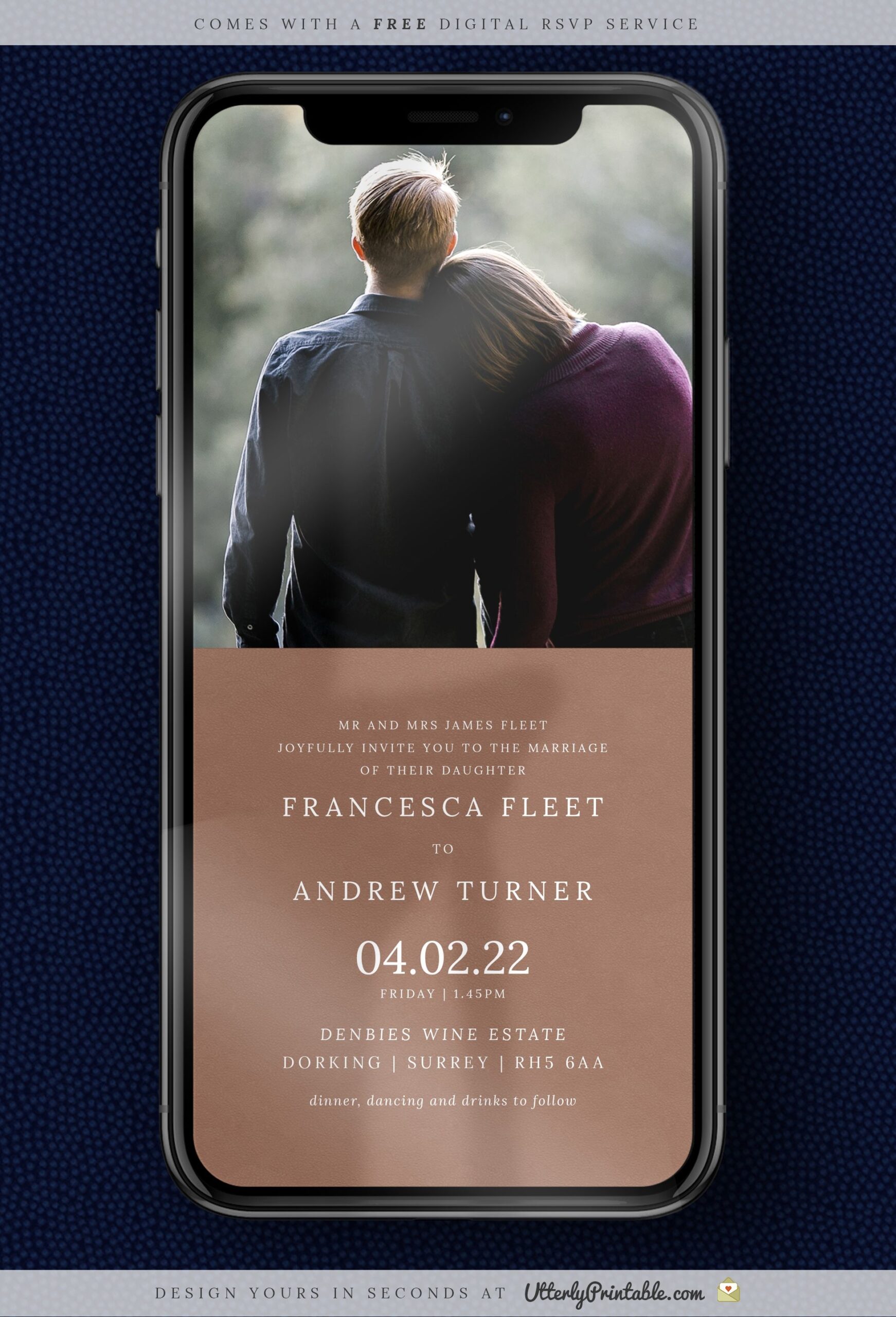 Electronic Wedding Invitation Autumnal Photo Digital Wedding 
