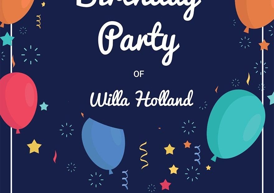 Elegant Birthday Party Invitation Template In Illustrator Publisher