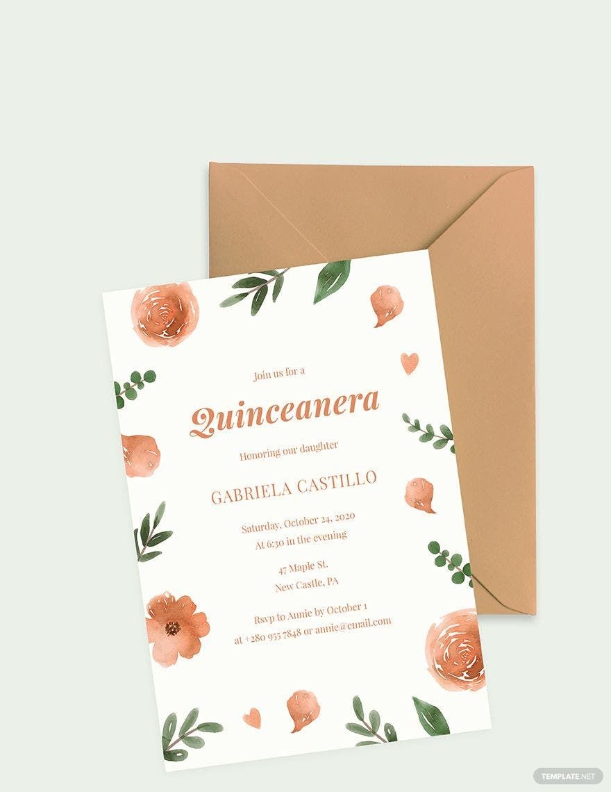 Elegant Quinceanera Invitation Template In Word Illustrator PSD 
