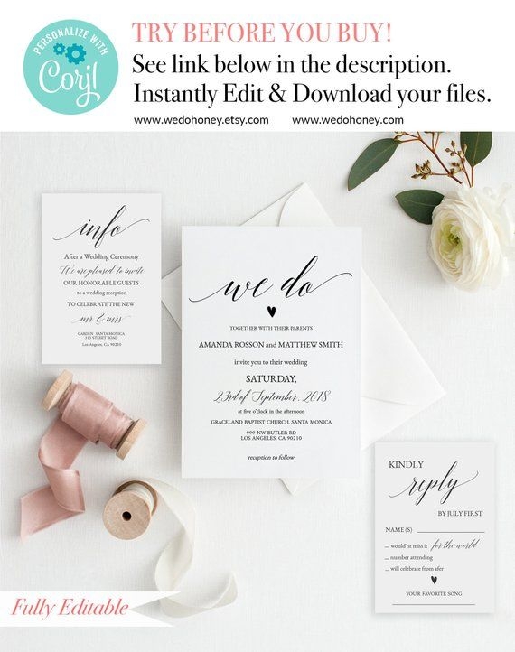 Etsy Template Wedding Invitation Jenniemarieweddings