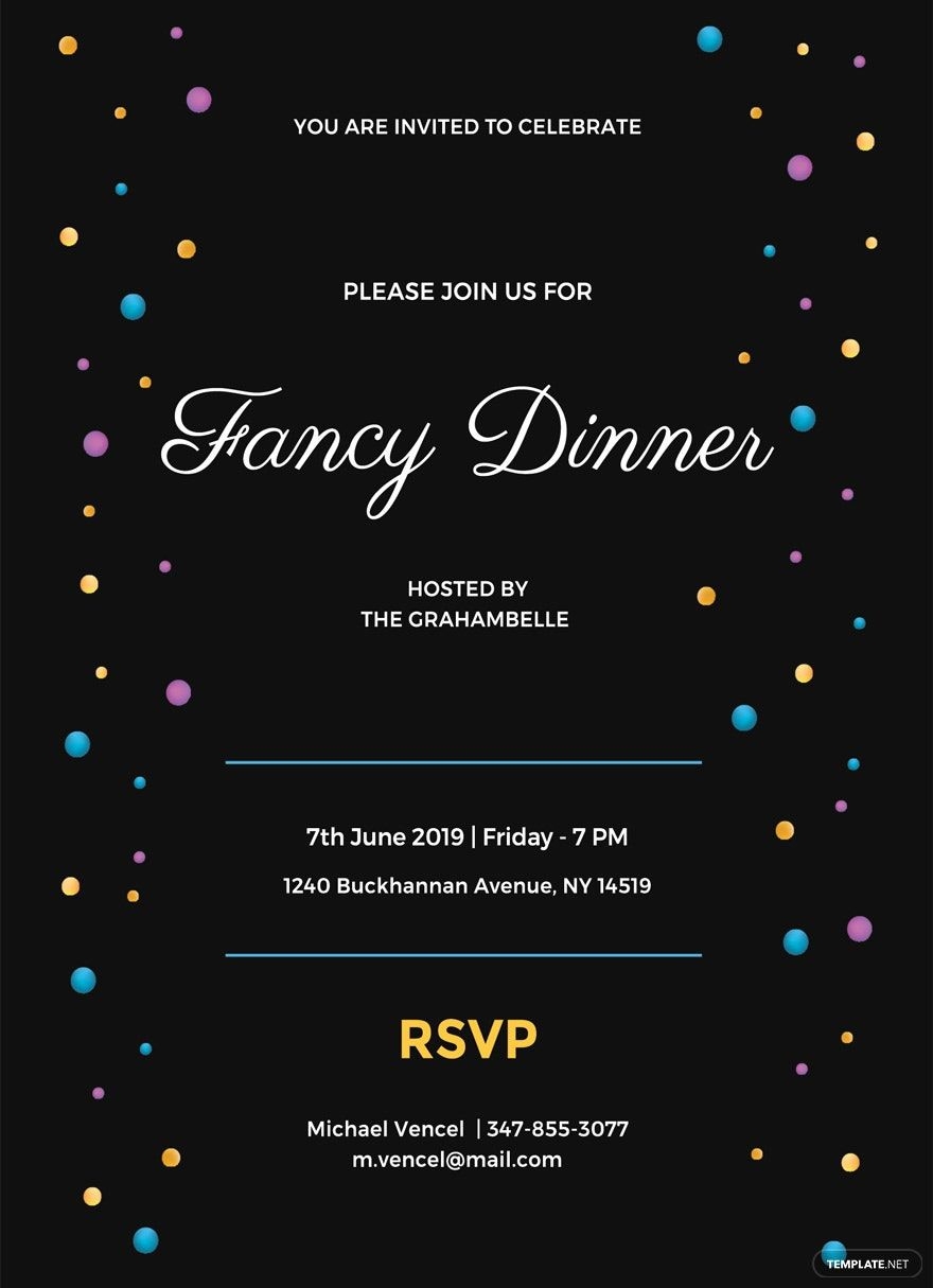 Fancy Dinner Invitation Template In Illustrator Photoshop Word 
