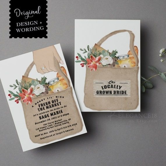 Farmer 39 s Market Christmas Bridal Shower Invite Template Locally Grown