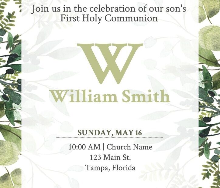 First Communion Invitation Templates