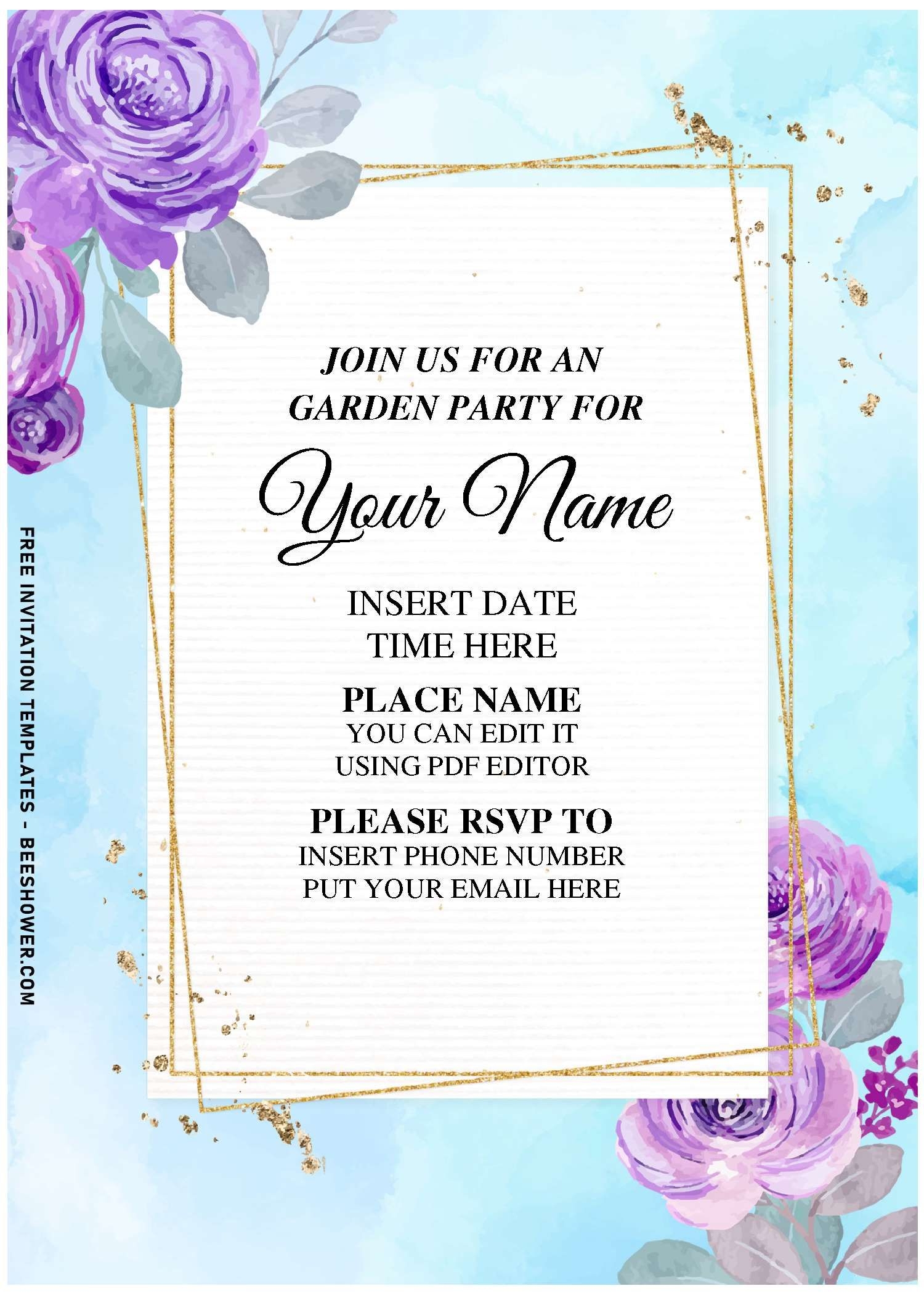 Floral Birthday Invitation Templates Free Social Media Template