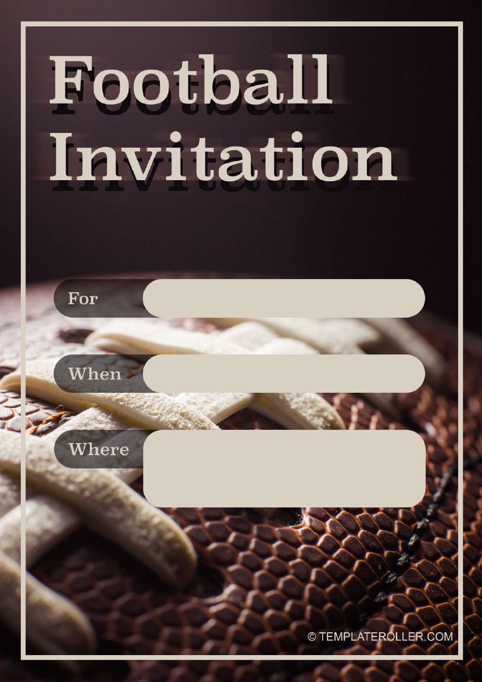 Football Invitation Template Brown Download Printable PDF 