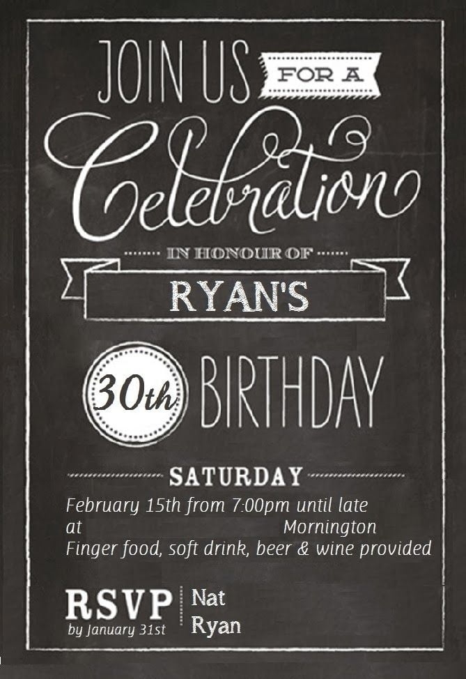 Free 30th Birthday Invitations Templates FREE Invitation Templates 