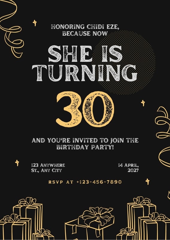Free And Custom 30th Birthday Invitation Templates Canva