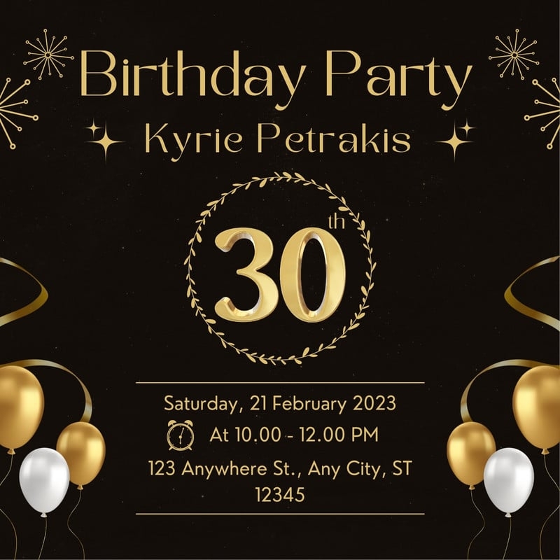 Free And Custom 30th Birthday Invitation Templates Canva