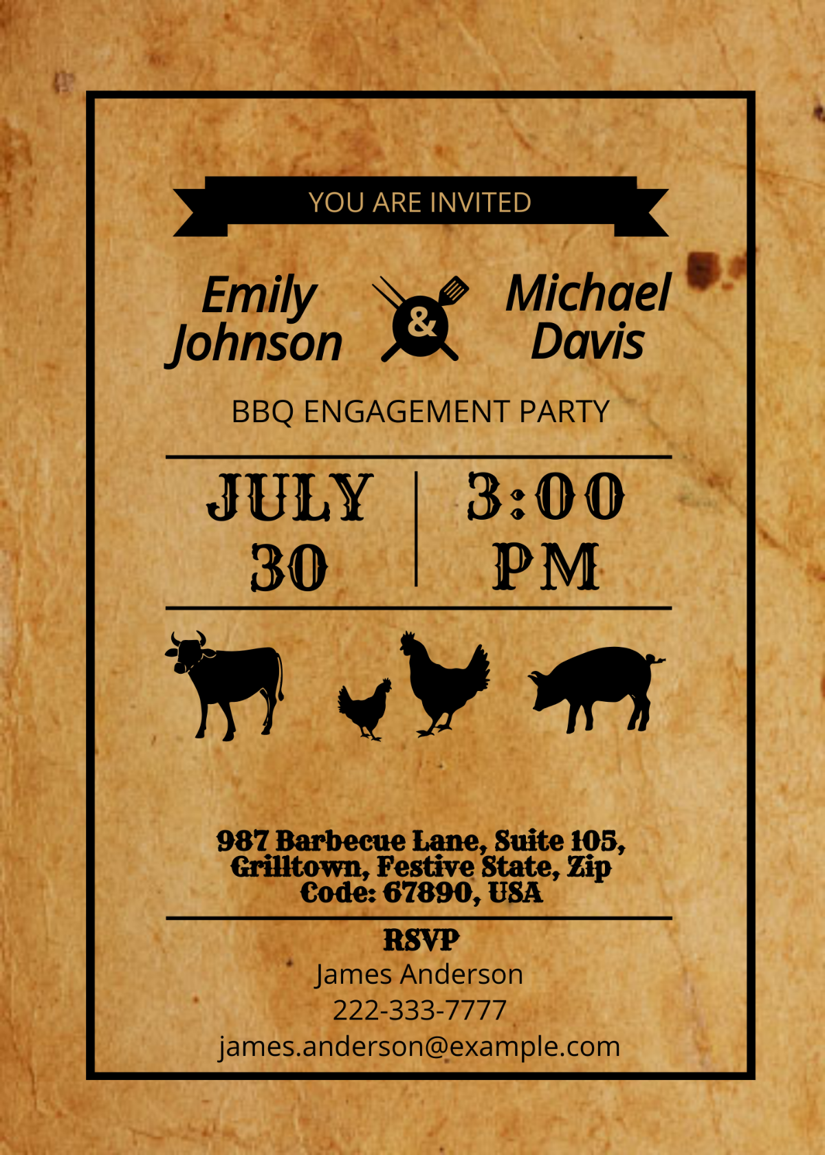 Free BBQ Engagement Party Invitation Card Template To Edit Online