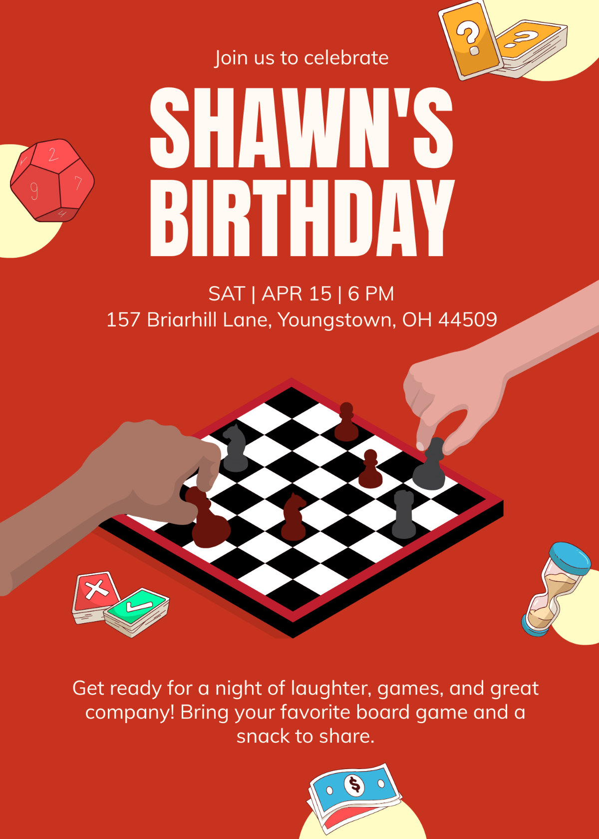 Free Birthday Game Night Invitation Template To Edit Online