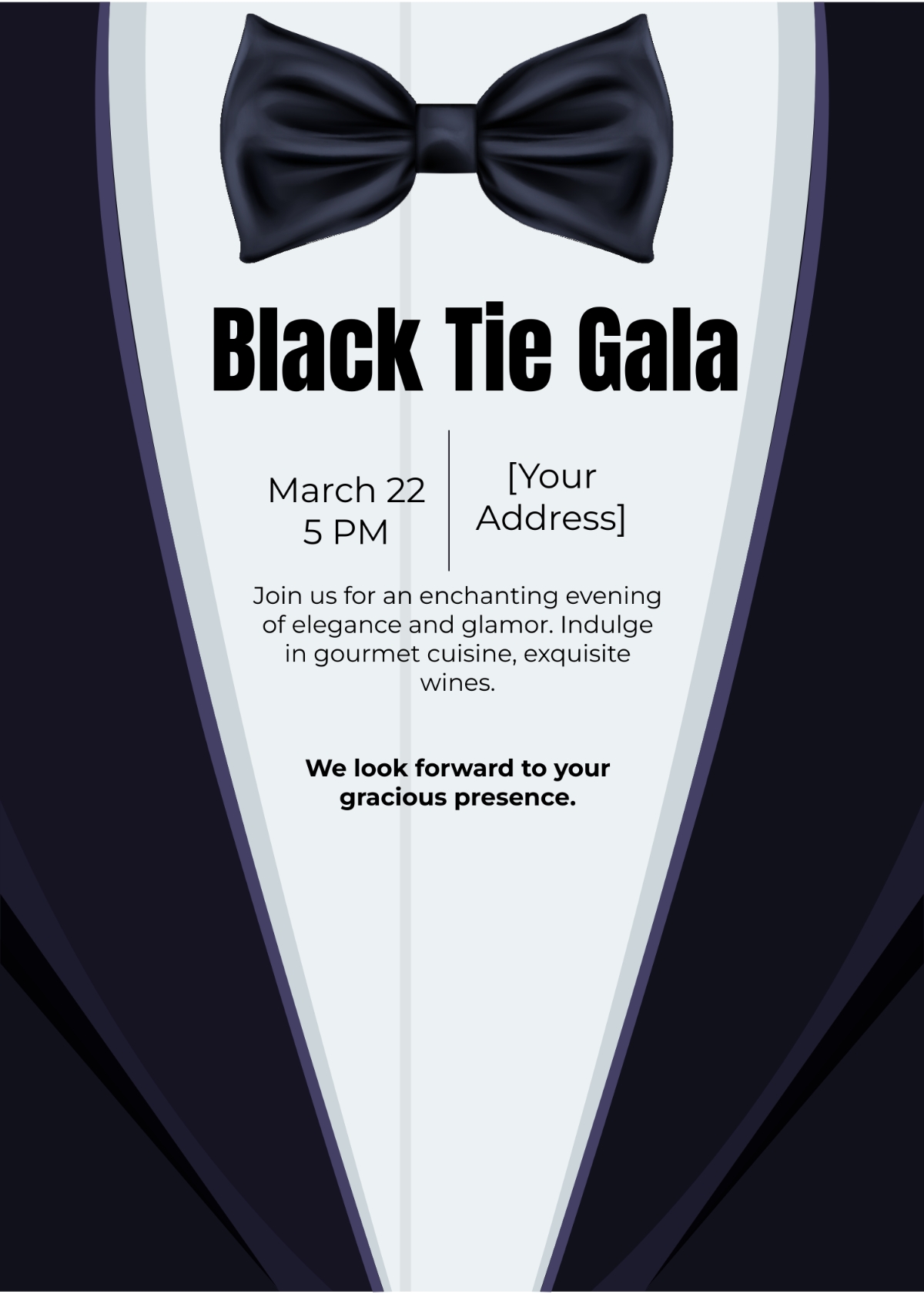 Free Black Tie Event Invitation Template To Edit Online