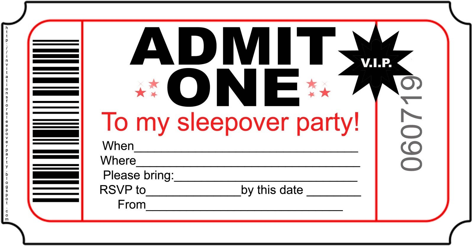 Free Boys Sleepover Party Invitations