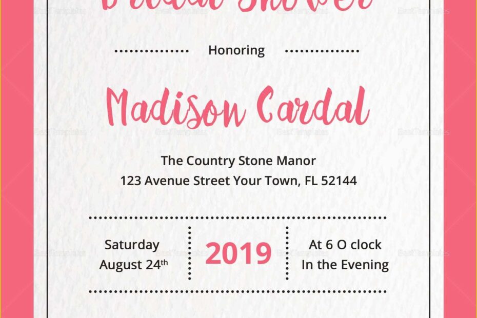 Free Bridal Shower Invitation Templates Photoshop Of Bridal Shower
