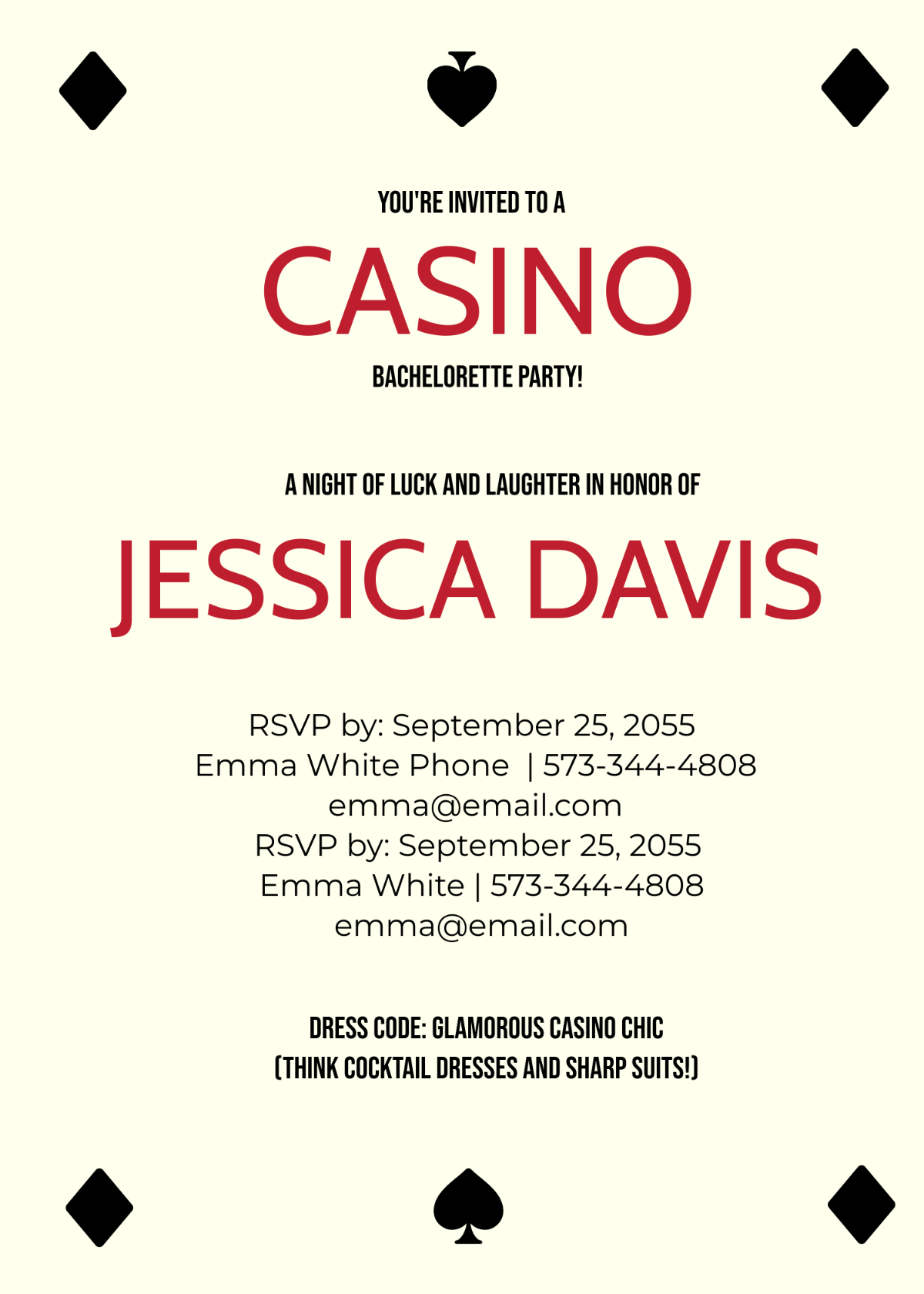 Free Casino Bachelorette Party Invitation Template To Edit Online