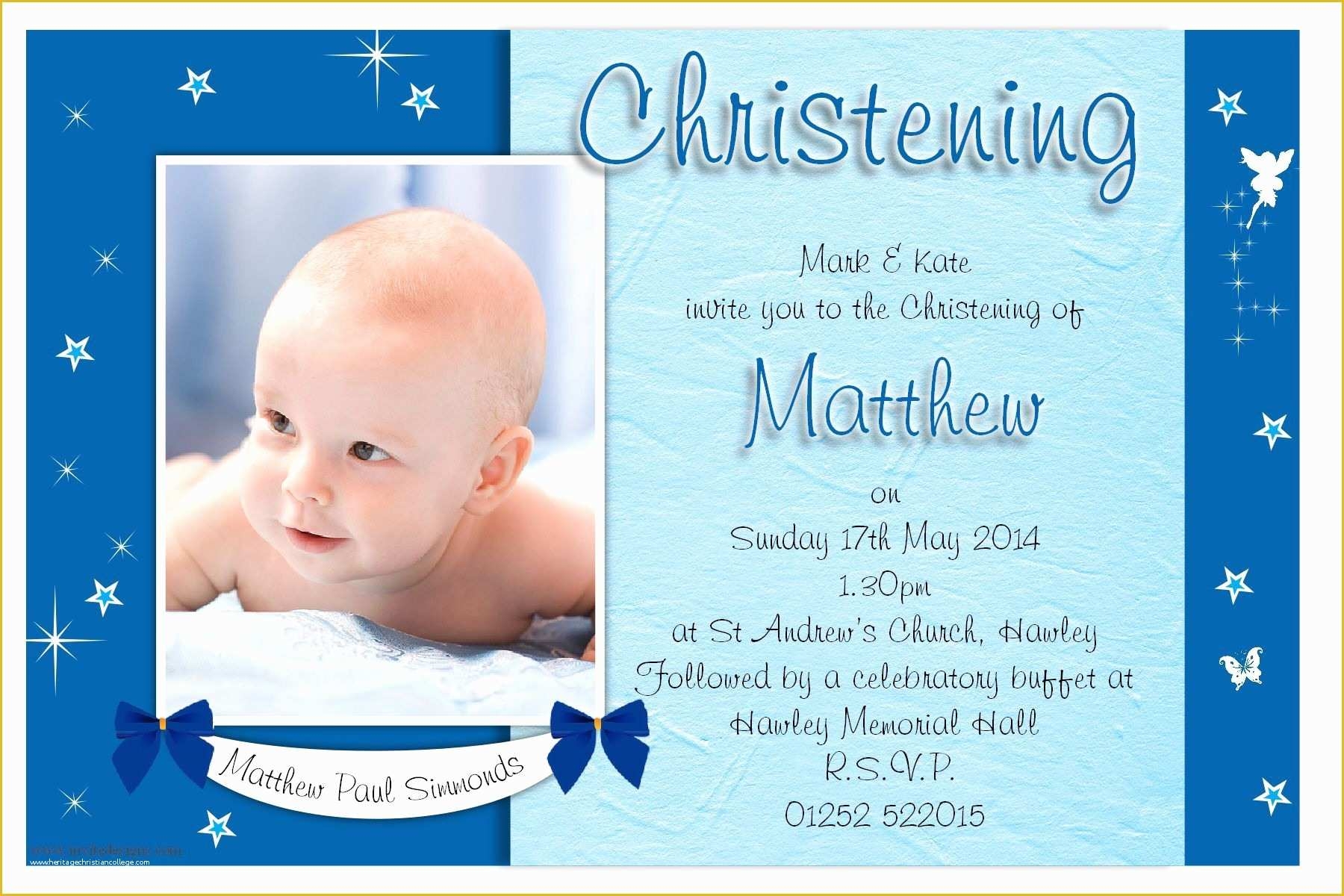 Free Christening Invitation Template For Baby Boy Of Free Christening 