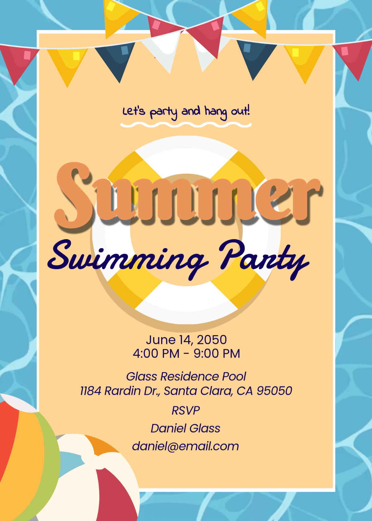 Free Custom Summer Swimming Party Invitation Template To Edit Online