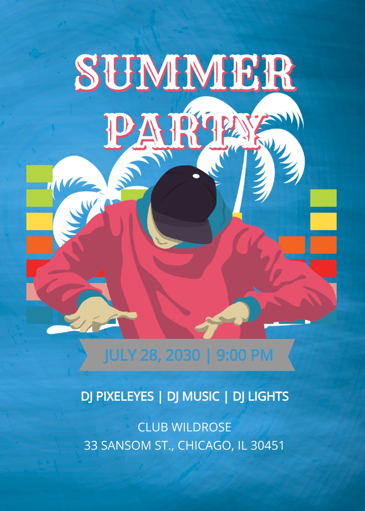 Free DJ Summer Party Invitation Template Edit Online Download 