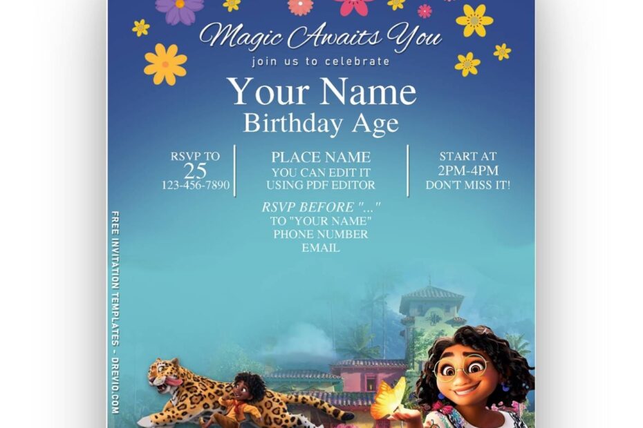 Free Editable PDF Disney Encanto Themed Birthday Invitation Templates