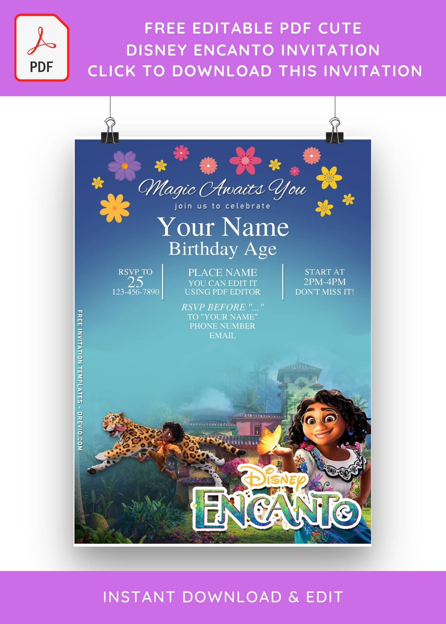  Free Editable PDF Disney Encanto Themed Birthday Invitation Templates 