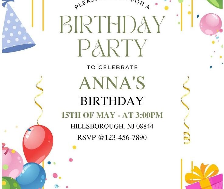 Free Editable PDF Kids Birthday Party Invitation Templates