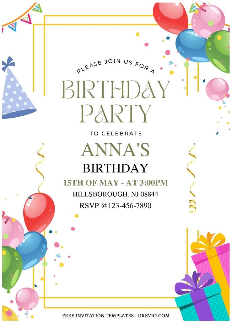 Free Editable PDF Kids Birthday Party Invitation Templates