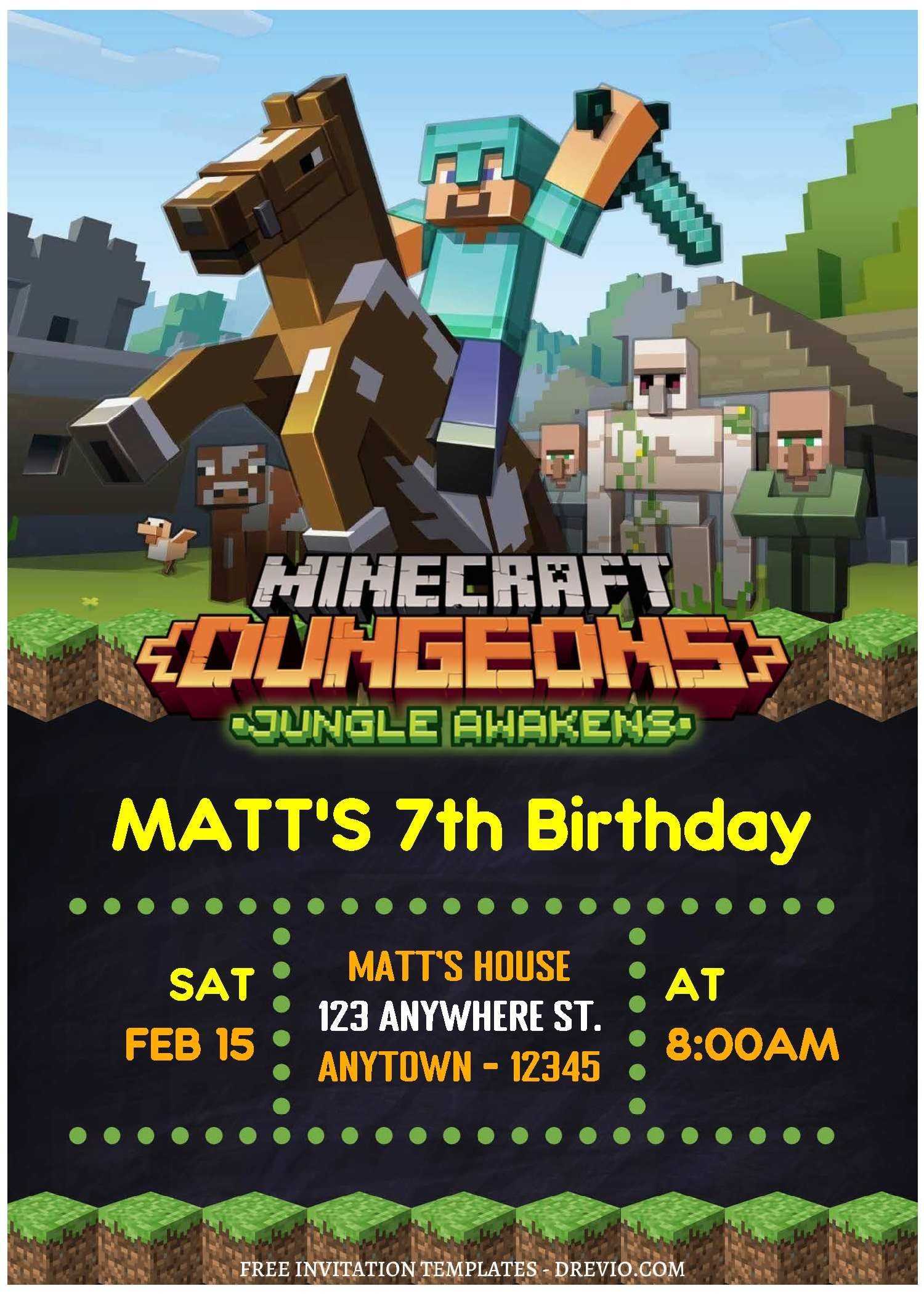  Free Editable PDF Minecraft Gamers Birthday Invitation Templates 