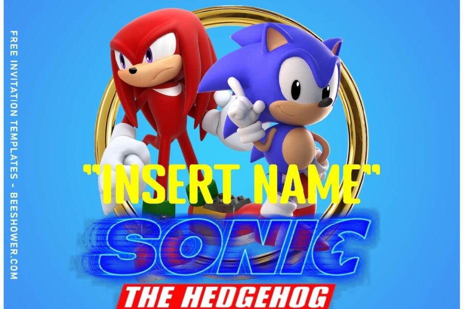 Free Editable PDF Playful Sonic The Hedgehog Birthday Invitation