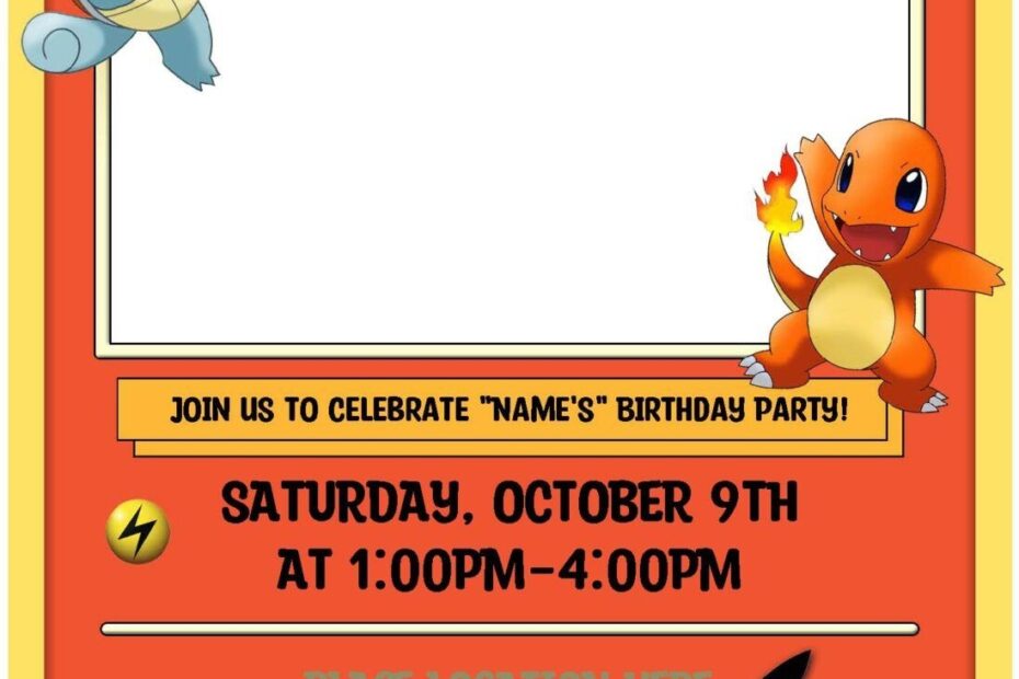 Free Editable PDF Pokemon Card Themed Birthday Invitation Templates