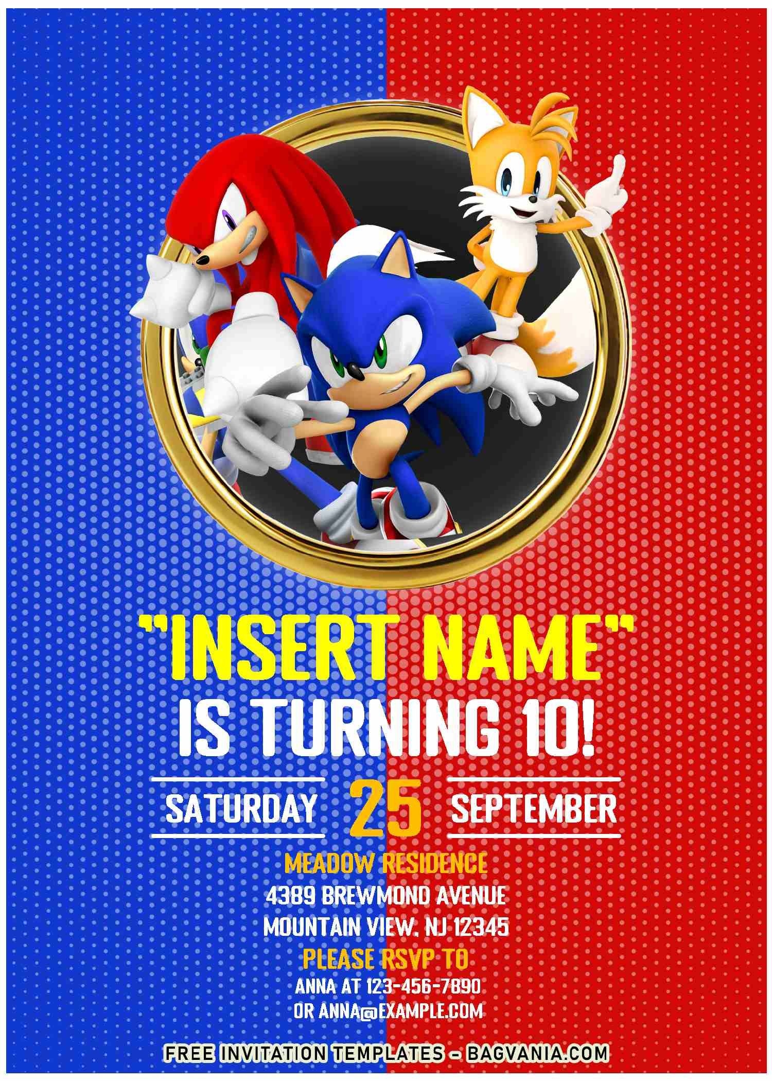  Free Editable PDF Sonic The Hedgehog Movie Themed Birthday Invitation 