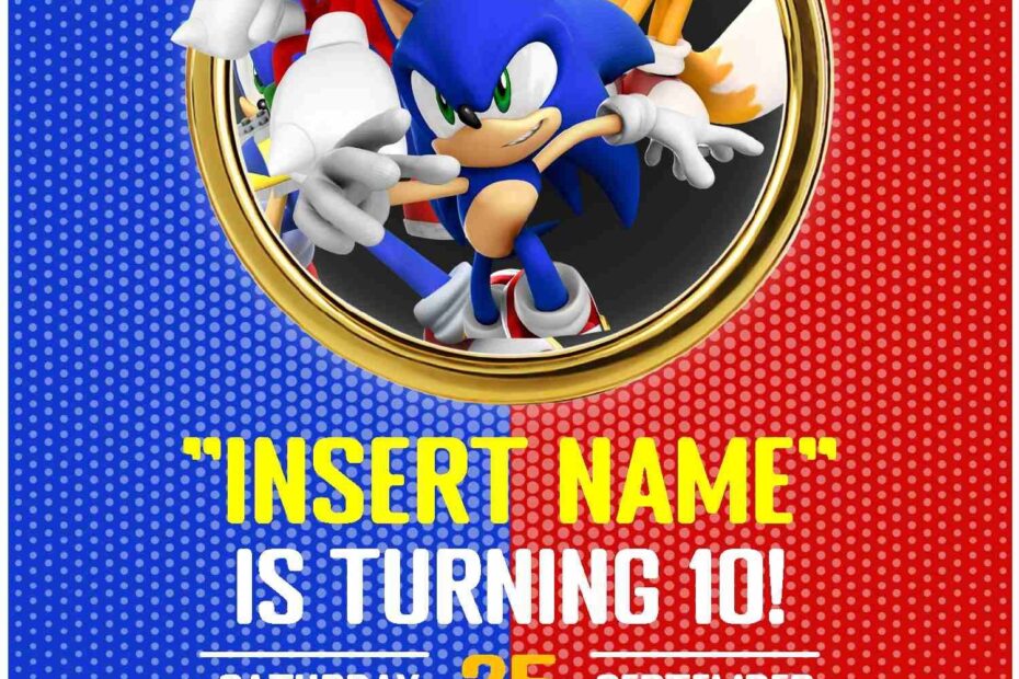 Free Editable PDF Sonic The Hedgehog Movie Themed Birthday Invitation