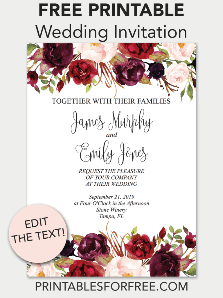 Free Editable Wedding Invitation Templates To Make Your Big Day Special 