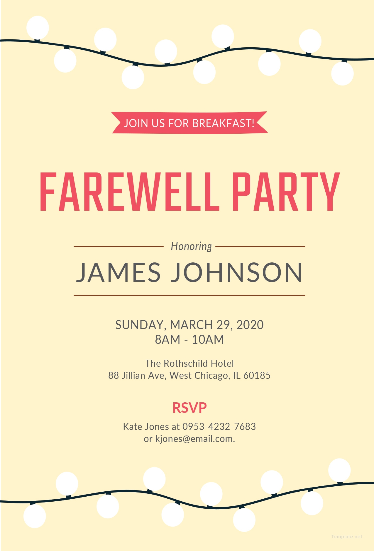 Free Farewell Breakfast Invitation Template In MS Word Publisher 