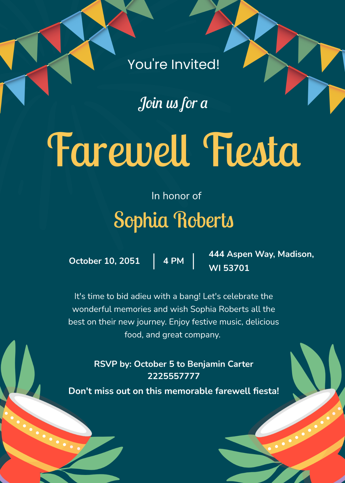 Free Farewell Fiesta Invitation Template To Edit Online